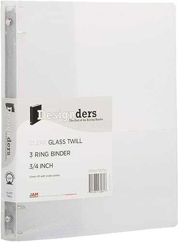 JAM Paper - Carpeta de plástico de 0.75 pulgadas, carpeta transparente de 3 anillas, se vende individualmente