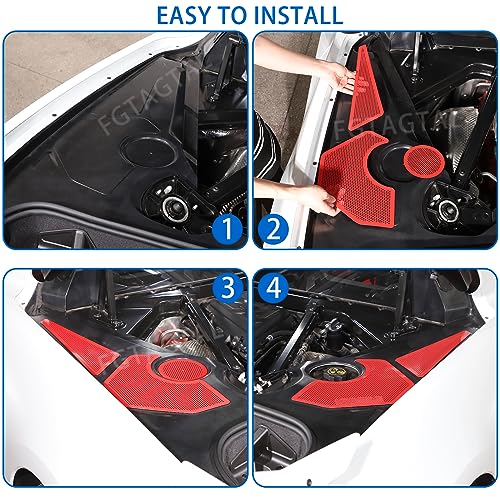 Image of Engine Bay Side Panel Cover Trim Compatible with Chevrolet Corvette C8 2020-2026, Rear Engine Covers, Engine Compartment Side Panel Decoration Accessories 5Pcs (Red)
