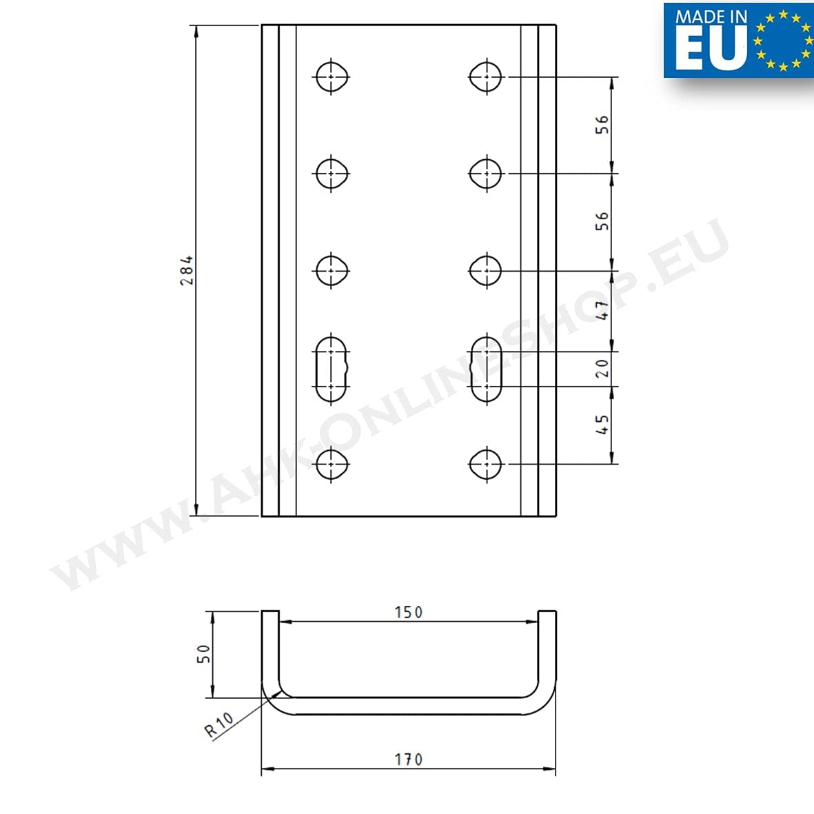 Extralange Adapterplatte Höhenverstellung für AHK-Bock für 2 Loch 90mm und 4 Loch 83x56mm Kugel Anhängerkupplung