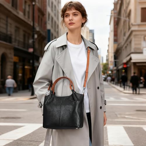 Image of Genuine Leather Women Handbags and Purses Designer Medium Tote Bag Fashion Shoulder Crossbody Satchel Hobo Bag