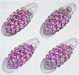 Finitions très élégantes Christbaumkugeln-24.de \'Set en verre Pommes de pin 4 pièces en rose Ultra Brillant-ornements argentés – Nouveauté – Boules de Noël – Décoration de Noël de bijoux