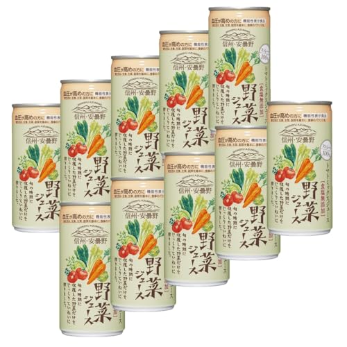 10本セット ゴールドパック 信州安曇野 野菜ジュース 190g 食塩無添加 ストレート100% GABA 機能性表示食品 日本製 野菜100% 缶ジュース 無加糖 健康 血圧ケア