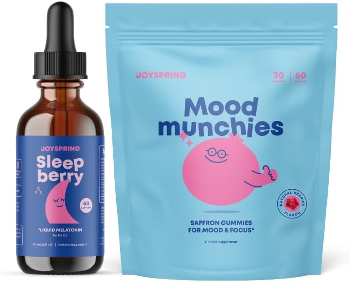 JoySpring Sleepberry - Melatonina líquida para niños con gomitas de saúco y azafrán para niños y adolescentes, suplemento de apoyo al estado de