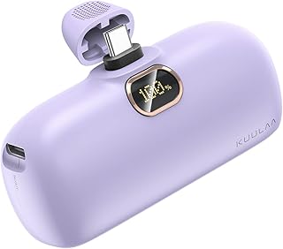 Kuulaa Portable Charger USB C Power Bank 5000mAh Portable Phone Charger Android 20W PD 18W QC 3.0 Fast Portable Battery Pack Compatible with Samsung Galaxy, Moto, LG, Pixel (Type-C Output Only) Purple