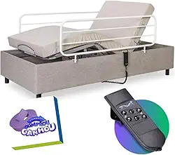 Cama Hospitalar Elétrica Zeus Idoso Pós-Cirúrgico + Colchão Hospitalar Original com Capa + Par de Grades Pilati (Bege)