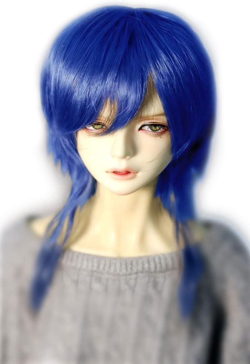 1/4 7-8 Inch 18-20cm Bjd Doll Hair Wig Medium Long Layered Straight and Curls Curly Slim Face Black