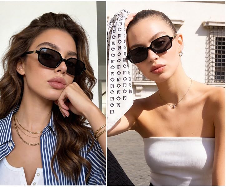 Image of Legend Eyewear Trendy Rectangle Sunglasses for Women Men Retro Fashion 90s Small Square Shades Vintage Y2K Sun Glasses