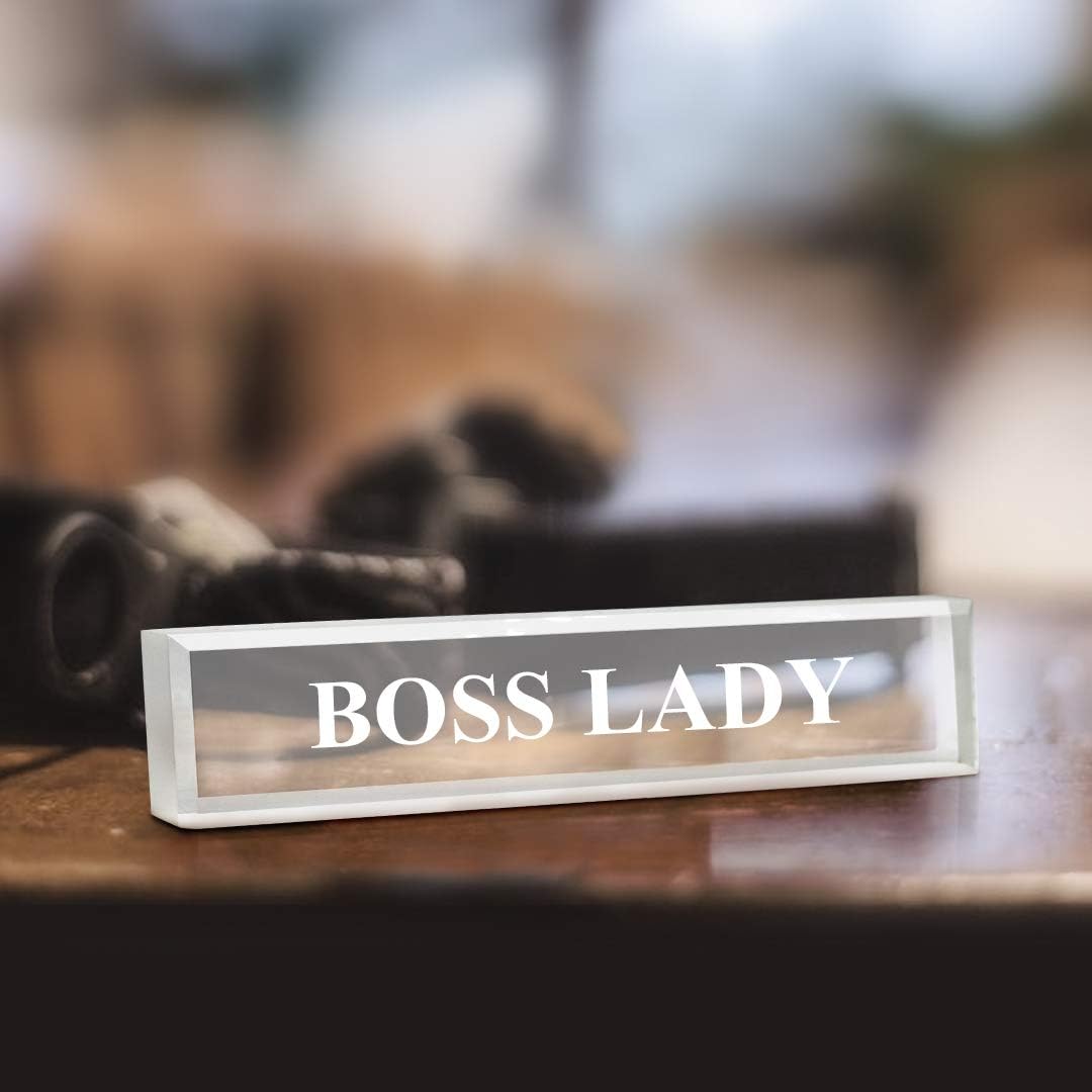 SignsByLITA Personalized Frosted Acrylic Desk Name Plate 2" x 10" - Office Desk Accessories Décor