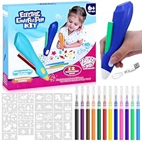 Airbrush Marker Kit for Kids | Rechargeable Airbrush Set, Including 12 Washable Marker Pen Sets, Spray Painting templates, Charging Cable, A Great Gift for Painting and Art Development
