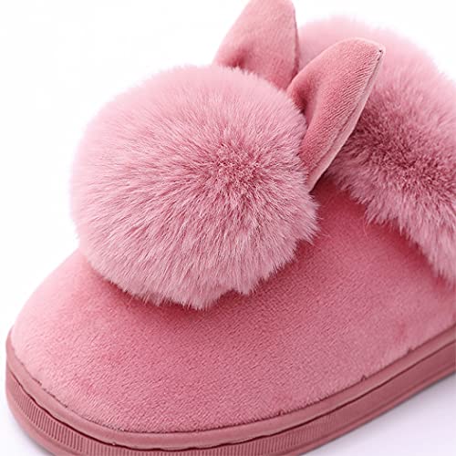 Women Cute Rabbit Ear Slippers House Non-Slip Soft Fluffy Bunny Slipper Indoor Winter Warm Plush Animal Shoes2
