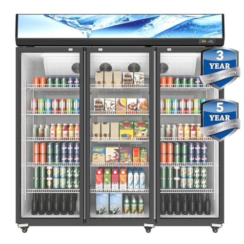 Image of 60 Cuft ETL & DOE Certified Commercial Merchandiser Refrigerators,Upright Business Display Retail Fridge Cooler with Adjustable Shelves,Built-in LED Light,Lightbox,Lockable Doors