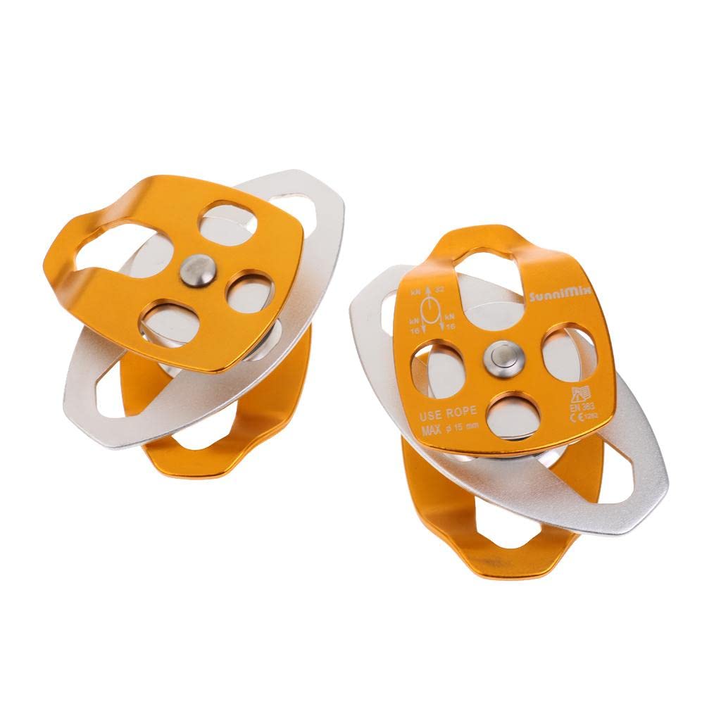 2 Stück Doppelrolle Seilrolle Umlenkrolle mit Drehbarer Platte Und Kugellager Aus Aluminium für Rettung Klettersport Baumarbeit
