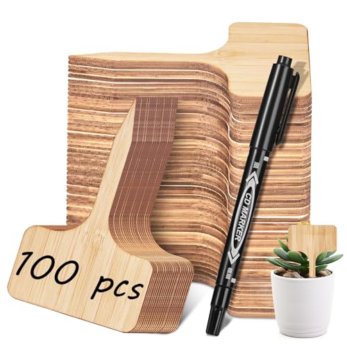 Homenote Bamboo Plant Labels 100 Pcs T-Type Tags