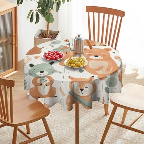 Nappe ronde animaux et ballons imperméable 127cm pour décoration de table - 7