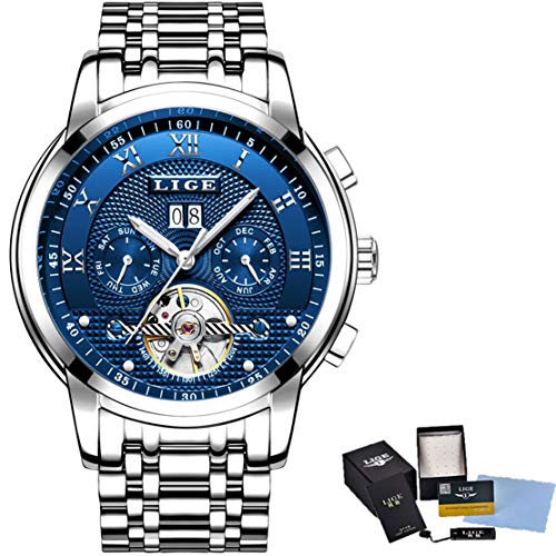 Montre pour des hommes automatique mécanique étanche en acier