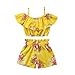 Toddler Kids Baby Girl Floral Halter Ruffled Outfits Clothes Tops+Shorts 2PCS Set (2-3 Years, Yellow)