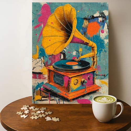 Puzzle musique vinyle graffiti 500 pièces adulte 20x15 pouces