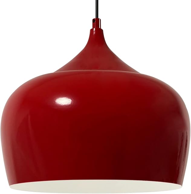bamyum Hanging Lamp Living Room I Circle I Kitchen Lamp Hanging Ø30 Cm Metal E27 Vintage Hanging Lamp Dining Table Children's Room Restaurant Café Hotel Pendant Lamp Red and White Lamp