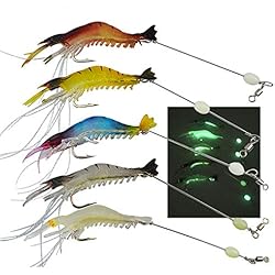 Pesca Al Golpe Con Carnada Senven Cebo camarón artificial, Señuelos de pesca, Señuelos pesca Forma Camarones biónicos luminosos para pescar al aire libre, Señuelos de pesca Suaves con gancho Gancho pesca - 5 piezas