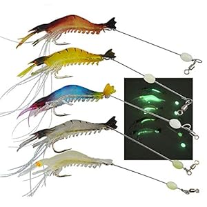 Senven Les appâts artificiels pour crevettes, leurres de pêche, leurres de pêche forment une crevette bionique lumineuse…