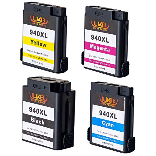 4 cartuchos de tinta LKB 940XL compatibles con impresoras HP940 C4900A C4901A con Officejet Pro 8000 8500 8500A 8500A Plus (cartucho 940XL) Cover