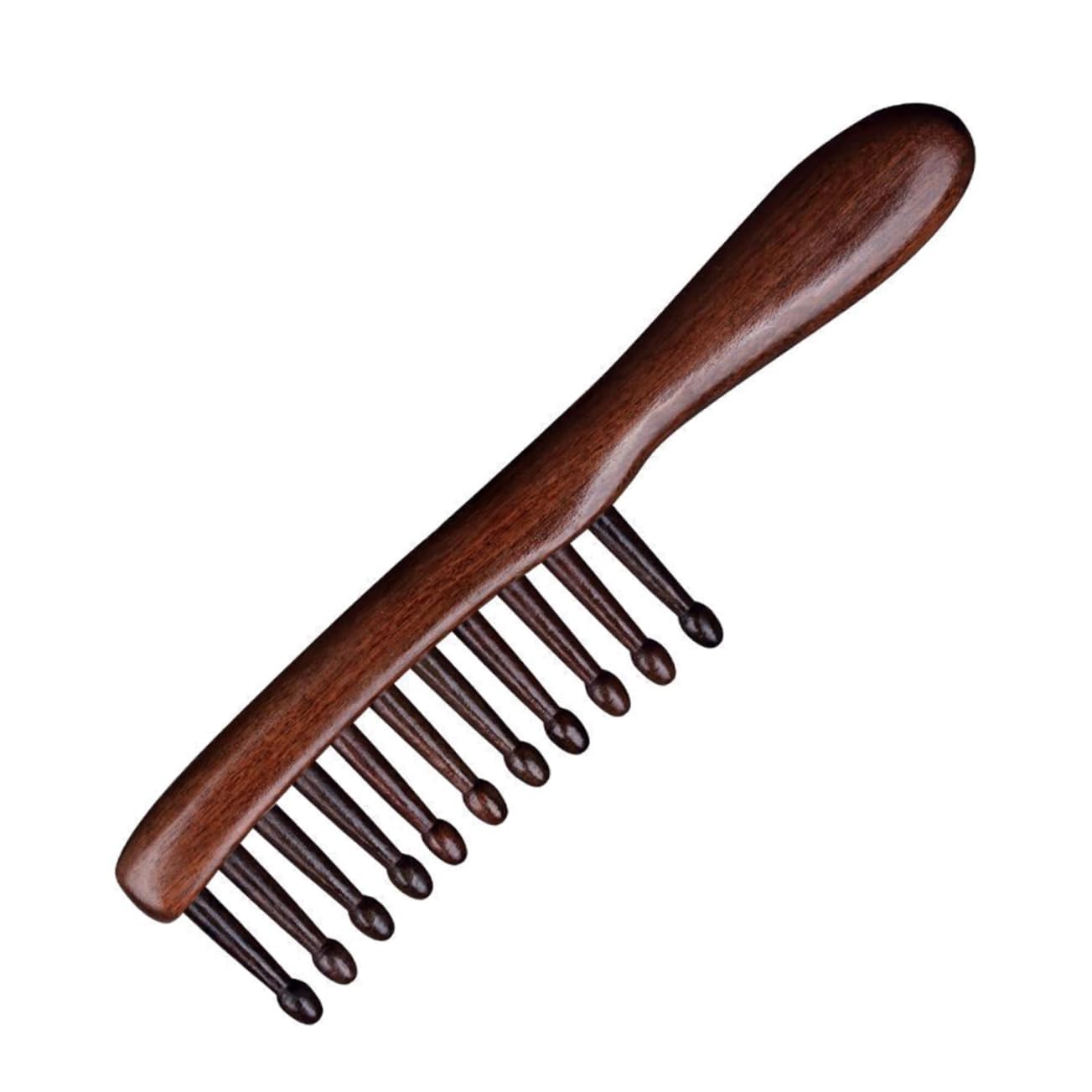 Baluue 5pièces Peigne Bois à Dents Larges Pour Cheveux Bouclés Peigne De Massage Chevelu Bois De Santal Pour Démêler Et Styliser Types De Cheveux