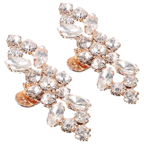 HOMSFOU Clips para Zapatos Gemas de Imitación, 2 Piezas Doradas Kc, Joyas para Zapatos Mujer, Decoración Elegante para Boda, Fiesta y Eventos Obsequios