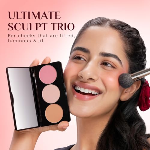 Image of Pilgrim 3-in-1 Face Palette | Blush, Highlighter & Contour Face Makeup Kit | Highly Pigmented & Long Lasting | 12g (Soft Elegance-01)