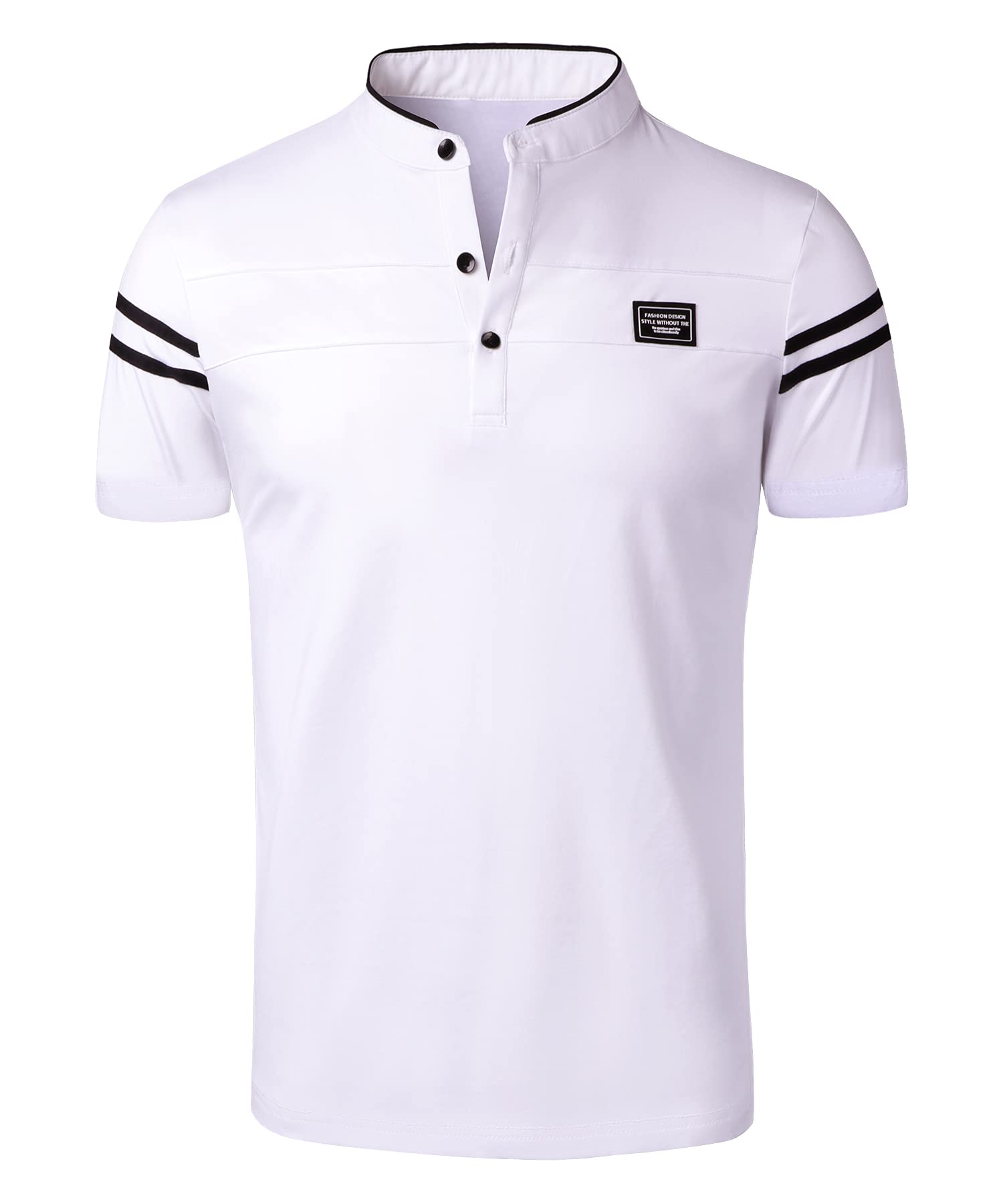 KTWOLEN Men's Summer Henley T-Shirt Slim Fit Cotton Casual 3 Buttons Henley Tee Short Sleeve T-Shirts Crew Neck Tops Solid B-White