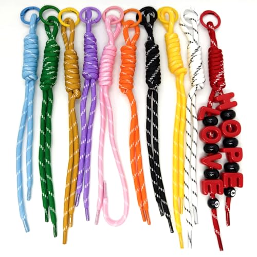 SILASLIN 20pcs Handwoven Nylon Rope Keychain with Colorful Paracord,Womem Bead Letter Bag Charm...