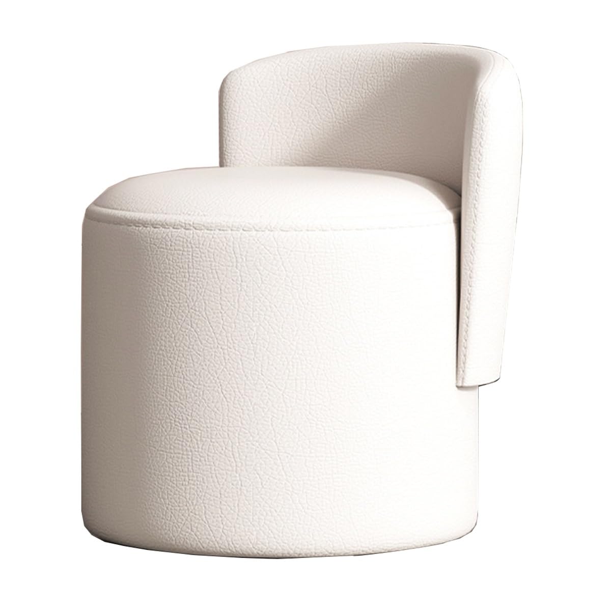 Taburete redondo N beige de cuero PU y reposapiés tapizado para sala de estar