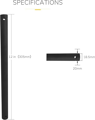 Miniatura 2 de GETINLIGHT Extensión para ventilador de techo, 12 pulgadas, diámetro 0.73 pulgadas, bronce, DR-070-12-BZ