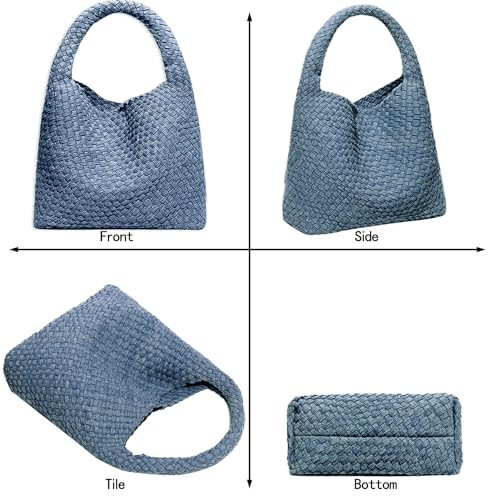 Image of JINMANXUE Woven Tote Bag for Women, Fashion Hobo Handbag, Travel Top-handle Shoulder Bag, Beach Underarm Bag with Purse