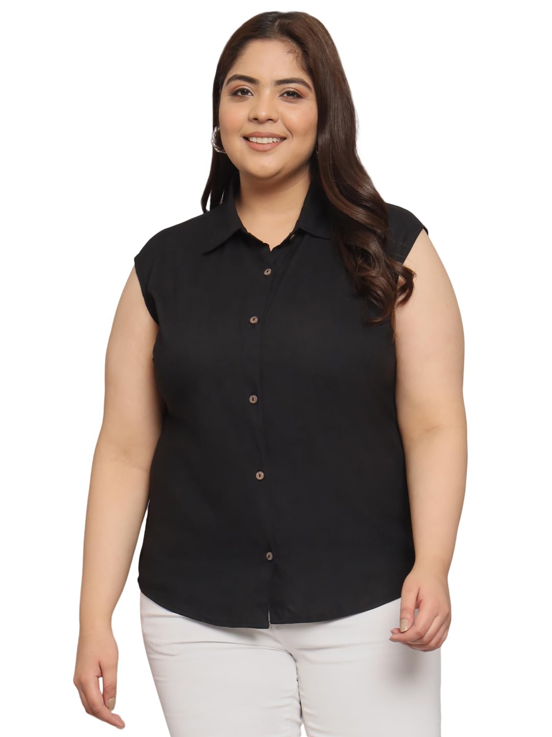 funday fashion Women's Rayon Blend Regular Fit Plus Size Solid Casual Sleevesless Shirt-picture-19