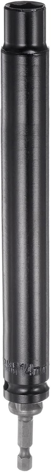 HARFINGTON Extra Long Hollow Socket, 14mm x 150mm Deep Well Impact Nut Driver with 1/4" Quick-Change Hex Shank Power Drill Adapter