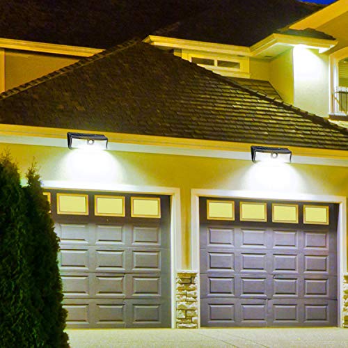 Aootek 182 Led Solar outdoor motion sensor lights upgraded Solar Panel to 15.3 in2 and 3 modes(Security/ Permanent On all night/ Smart brightness control )with IP65 Waterproof with Wide Angle(2pack)