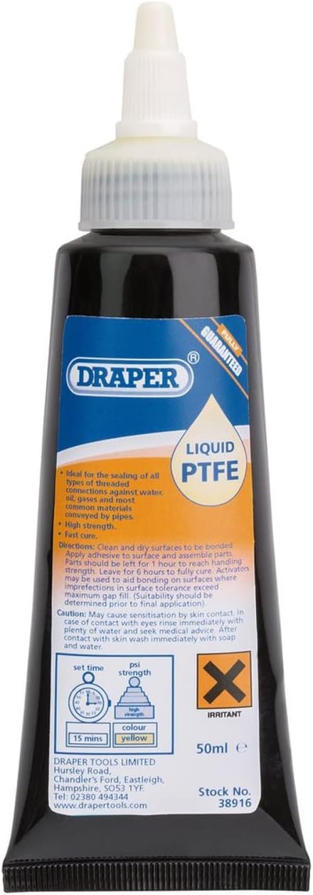 Draper 50 ml Liquid Sealant | Gasket Sealer | Pipe Leak PTFE | Plumbing Tool | Waterproof Sealer | Metal Joints Rapid Cure | 38916