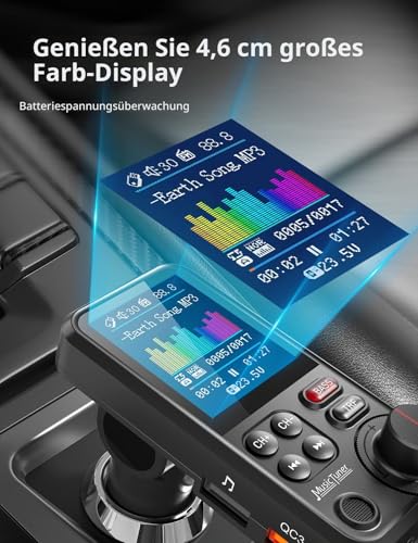 Nulaxy Bluetooth Adapter Auto, Starkes Mikrofon FM Transmitter Auto Bluetooth mit...