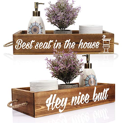 Hey Nice Butt Bathroom Decor Box Rustic Toilet Paper Holder Wooden Toilet Storage Box Funny Farmhouse Decor Bathroom Decorations Brown