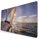 CANCAKA Large Gaming Mouse Pad，Sailboat Nautical Sailing Boat Wide Sea Sunbeams Ship Lifestyle Seascape，Non-Slip Rubber Mouse Pads Mousepad for Gaming Computer Office Desk,75×40×0.3cm