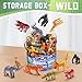 60 Piece Mini Zoo Animal Toy with Gift Box, Realistic Small Plastic Animal Figure Sensory Bins, Jungle Party Favors, Cupcake Topper, School Education, Birthday Gifts for Kids Toddlers