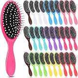 Suclain 30 Pieces Wet Hair Brushes for Women Travel Detangling Brush Soft Bristles with Cushion Base Drying Detangler Small Hair Brushes for Girls Kids, 10 Colors