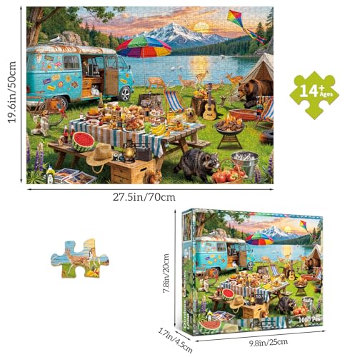 HUADADA Puzzles 1000 Teile - Interaktive Spiele Puzzle 1000 Teile Erwachsene-Camping im Freien-Puzzles Geschenk – Ansicht 5