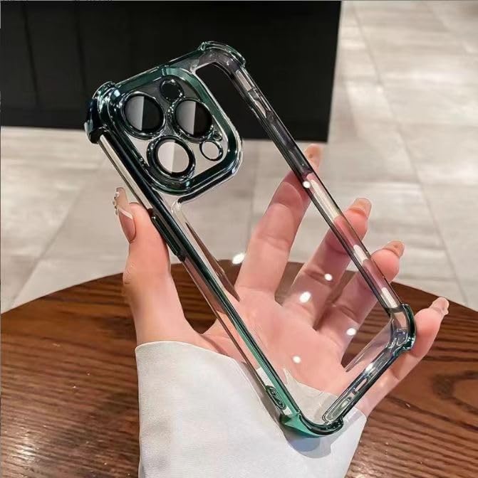 C&M for iPhone case, Luxury Electroplating Transparent Case with Four-Corner Airbag, Compatible with MagSafe, Shockproof Military-Grade tection,