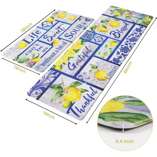 Likiyol OD661-PVC-2-K-O#1 2Pcs Kitchen Mats For Floor Lemon Kitchen Rugs Non Slip Washable thumb #1