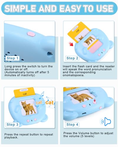 Sobeau Sprechende Flash-Karten,Englisch, Lernkarten Kinder 255 Blätter 510 Wörter,Lernspielzeug Für Kinder Für 1-6 Jahre Alt, Wörter Lernen Interaktives,Vorschule Geschenk Spielzeug