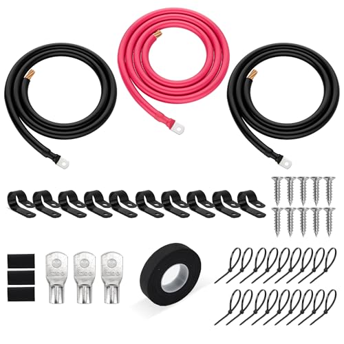 Big 3 Complete Upgrade Electrical Wiring Kit True Spec 1/0 Gauge OFC Pure Copper Battery Cable Primary Automotive Wire Car Amplifier Power & Ground Cable Kit Car Audio Speaker Systems UL Listed