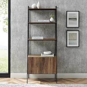 Walker edison furniture company industrial modern ladder bookcase wcabinet 72 inch reclaimed barnwood  urban country home decor