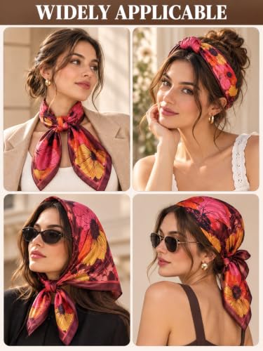 Image of Ravaiyaa - Attitude is everything Women Printed Silk Bandana 21 x 21 Inch Square Headband & Hair Wrap, Soft & Versatile | Fashion Neck Wrap