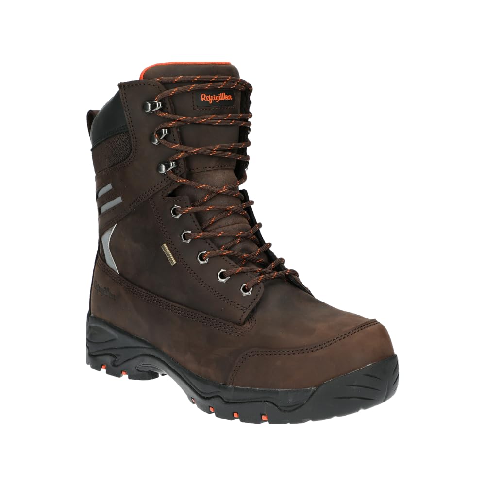 RefrigiWear Mens Platinum Leather Insulated Waterproof Work Boot Full Grain Buffalo Safety Toe Non Slip Vibram IceTrek